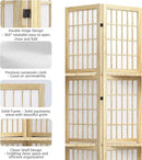 5.6FT Room Divider and Folding Portable Partition Screen, Chinese Japanese Shoji Style with Three Display Shelves for Room Separation - 4 Panel (Natural) by CozyNest Decor