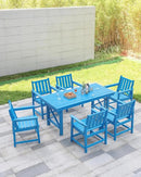 HDPE Outdoor Dining Table, 66.9” Rectangle Patio Dining Table for 6, All-Weather HDPE Outdoor Table with 2.2” Umbrella Hole, HDPE Patio Furniture for Deck, Backyard, Garden, Pool, Sky Blue by CozyNest Decor