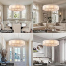 Alabaster Round Chandelier, D31in Modern Dining Room Chandeliers, Marble Pendant Lights Kitchen Island, Drum Chandelier for Dining Room Light Fixture, Living Room, Bedroom Lights, Foyer, Kitchen by CozyNest Decor
