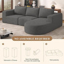 Modular Sectional Sofa with L-Shape Chaise,Cloud Sectional Modern Sleeper Couch with Deep Seat,Sponge Compression Sofas No Assembly Required(Gray-Corduroy Fabric) 1PCS by CozyNest Decor