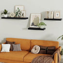 Black Floating Shelves for Wall, 16 inchs x 6.7” deep x 1.4” Wall Shelf for Bathroom Bedroom, Living Room, Kitchen, Office Home Decor, Narrow Wood Shelves with Invisible Brackets Set of 2 by CozyNest Decor