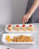 DELLING Large Serving Platter Set 16/14/12inch Large Serving Tray - Rectangular White Serving Trays for Party, Sushi, Oven Safe Dinnerware Set of 3, White by CozyNest Decor