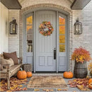 24" Fall Wreath for Front Door Handmade with Artificial Autumn Leaves, Natural Pinecones, Faux Berries and Wheat, Autumn Harvest Wreath Decoration for Home Farmhouse Door Wall Window Porch by CozyNest Decor