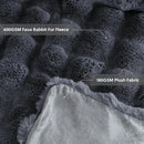 Cozy Faux Fur Throw Blanket for Bed-Warm Fuzzy Throw Blanket, Soft Plush Thick Bubble Blankets for Bedroom and Living Room, Furry Luxury Blanket, 90 x 90, Grey by CozyNest Decor