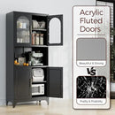 75" Tall Kitchen Pantry Cabinet, Metal Storage Cabinets with Acrylic Doors and Adjustable Shelves, Hutch Cabinet with Storage, Black Microwave Stand Cabinets for Dining Living Room by CozyNest Decor