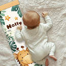 Personalized Name Growth Chart Wall Decor for Kids – Canvas Removable Height Chart Measuring Ruler 59" x 7.9" (Cute Animals) by TinyTreasures Baby Boutique