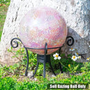 VCUTEKA Gazing Ball, Iridescent Crackled Glass Mosaic Gazing Balls Sphere for Garden Lawn Outdoor Ornament Yard Decorative, 10-Inch, Pink by CozyNest Decor