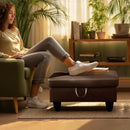 Ottoman Rectangular Storage Ottoman Bench, Faux Leather Footrest, Coffee Table, Stool Footstool with Hinged Lid for Living Room, Bedroom, Entryway, Brown, 28.5"x19"x17.5" by CozyNest Decor