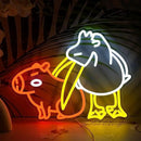 LISIGNVE Capybara Pelican Neon Sign for Wall Decor Funny Capybara Led Neon Light Sign Pelican Neon Light for Children's Room Kindergarten Bedroom Zoo Art Wall Decor(16.5”*12.6”) by CozyNest Decor