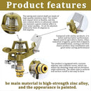 2 Pieces 1/2 Inch Brass Impact Sprinkler, Heavy Duty Sprinkler Head with Nozzles, Adjustable 0-360 Degrees Watering Sprinklers for Yard, Lawn and Grass Irrigation by GreenHaven Gardens