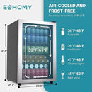 EUHOMY 4.5 Cu.ft Beverage Refrigerator and Cooler, 145 Can Mini fridge with Glass Door for Soda Beer Wine, Small Drink Dispenser with Digital Adjustable Thermostat for Home Office Bar by CozyNest Decor
