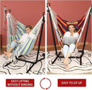 ZEYU Hammock Chair with Stand Double Hammock Chair Bohemian Style with Tassel Mobile Phone Support Manual Adjustable Swing Indoor and Outdoor Garden Porch with Floor mat Reclining Capacity 400 pounds by GreenHaven Gardens