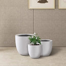 Kante 18",14",10" Dia Concrete Round Planters (Set of 3), Outdoor Indoor Large Planter Pots with Drainage Hole and Rubber Plug for Home Patio Garden, Pure White by GreenHaven Gardens