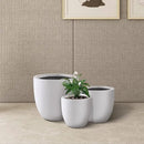 Kante 18",14",10" Dia Concrete Round Planters (Set of 3), Outdoor Indoor Large Planter Pots with Drainage Hole and Rubber Plug for Home Patio Garden, Pure White by GreenHaven Gardens
