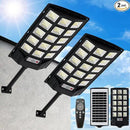 Solar Lights Outdoor,IP66 Waterproof Solar Street Lights with Motion Sensor & Remote,6500K Dusk to Dawn Street Lamps for Parking Lot/Yard/Garden(2 Pack)