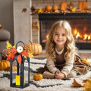 Bdor 2 Pack Fall Lanterns Decor with LED Candle – 16 Inch Harvest Pumpkin Maple Leaf Hanging Lantern for Autumn Thanksgiving Table Centerpiece Indoor Outdoor Decoration, Battery Operated by CozyNest Decor