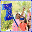 Number 7 Blue and Golden Rings Piñata for Kids Birthday Cartoon Theme Small Piñata with Blindfold Stick Confetti for Fiesta Cinco De Mayo Party Decor, 15.8 x 11 x 2.8 Inch by TinyTreasures Baby Boutique