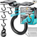 [UPGRADED] 4Pcs 200LBS Rotatable Ceiling Hooks with 4 Screw Points Base, Wall Mount Metal Hanger Black Ceiling Hook for Hanging Plant, Bird Feeder, Lights, Bed Canopy, Wind Chime, Indoor Outdoor Decor by GreenHaven Gardens