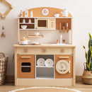 ROBOTIME Wooden Play Kitchen Set, Play Kitchen Set for Kids with Realistic Design, Kids & Toddlers Kitchen Playset with Dishwasher, Toy Kitchen Set for Boys and Girls Ages 3+ (Brown) by TinyTreasures Baby Boutique