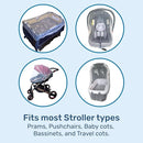 Enovoe Mosquito Net for Baby Stroller and Crib - Durable Mesh Bug Net Cover with Elastic Edge - Fits Strollers, Bassinets, Playards, and Mini Cribs - Travel Essential for Newborns - 63x64-Inch (White) by TinyTreasures Baby Boutique