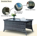 Patio Tables Wicker Coffee Table - Outdoor Rattan Coffee Tables with Glass Top for Patio Proch Deck Balcony Rectangle Mixed Grey by GreenHaven Gardens