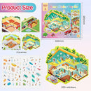 3D Sticker Scene Play Set – 4 Scenes with 300+ Stickers, Reusable Sticker Book, Waterproof Stickers for Kids & Adults by TinyTreasures Baby Boutique