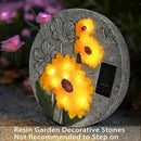 DREAM GARDEN Garden Décor Sunflower Outdoor Decorative Stones, Solar Garden Stone Resin Outdoor Garden Stone Patio, Walkway Stones Yard Art, 10.75 Inch by CozyNest Decor
