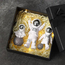3 Pcs Silver White Astronaut Statues Set, Spaceman Sculpture Figurines Home Ornament Cake Toppers Gift by CozyNest Decor