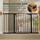 Cumbor 29.7-54.2" Wide Baby Gate for Stairs, Mom's Choice Awards Winner-Self Closing Dog Gate Indoor for Doorways, No Drilling Pressure Mounted Pet Gates for Kids, Easy Walk Through Safety Gate, Black by TinyTreasures Baby Boutique