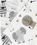 Lambs & Ivy Jungle Safari Elephant 3-Piece Mini Crib Bedding Set - Gray/White by TinyTreasures Baby Boutique