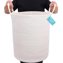OrganiHaus White Laundry Basket 15x18, Cotton Rope Basket for Blankets, Tall Woven Baskets for Storage, Large Basket for Toys, Soft Blanket Holder Bin, Boho Blanket Basket for Living Room by TinyTreasures Baby Boutique