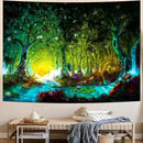 Delur Fantasy Forest Tapestry Mystical River Enchanted Magical Fairy Tale Tree Tapestry Sunrise Landscape Sunset Nature Psychedelic Wall Hanging Headboard for Bedroom Living Room Home Decor (59.1" x 78.7") by CozyNest Decor