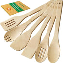 Riveira Maple Wooden Cooking Utensils Set of 6 Premium Non-Toxic Wooden Spoons & Spatula for Cooking by CozyNest Decor