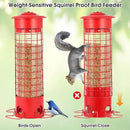 Squirrel Proof Bird Feeder for Outdoors, Weatherproof Metal Feeder, 4.5 lb Large Capacity, Weight-Activated Perches, Hanging Feeder for Cardinals, Finches, Wild Birds, Red by GreenHaven Gardens
