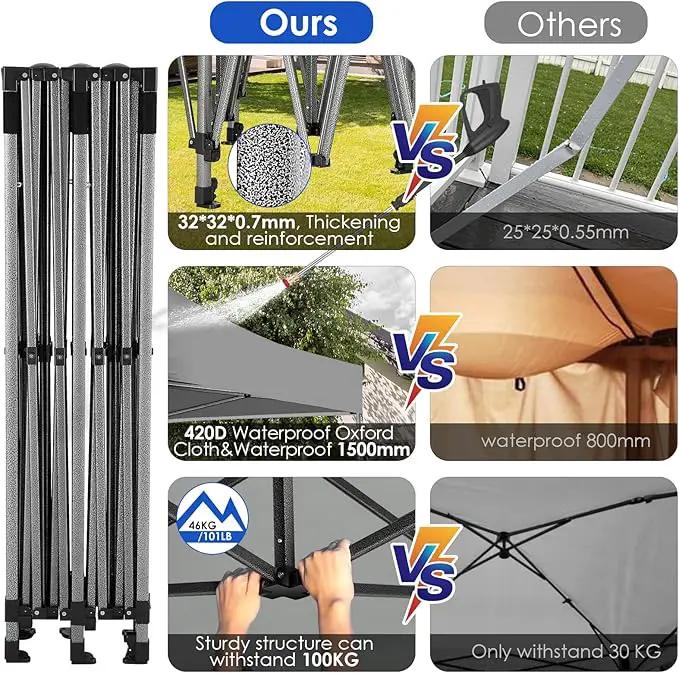 COBIZI 10x20 Canopy with Sidewalls, Heavy Duty Party Tent Pop up carpas para Fiestas, Tents for Parties, Wedding, Outdoor Ez up Foldable Portable Canopy Tent with Wheeled Bag, Grey(Windproof Upgrade), photo 5 of 7