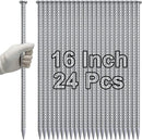 VVOKGO 16 Inch Rebar Stakes Metal Asphalt Anchoring Spikes Ground (24pcs), 1/2 Inch Diameter Galvanized Landscape Anchors Heavy Duty for Speed Bump, Handicap Threshold Ramps, Parking Limits Curb, Tarp by CozyNest Decor