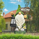 Garden Gnome Statue Outdoor Decor Large Flocked Resin Gnome Figurine with Solar Light Holding Lantern Welcome Sign Garden Yard Decorations Dwarf Sculpture for Outside Patio Porch Lawn Decor. by GreenHaven Gardens