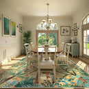 LIVEBOX Large 9x12 Forest Area Rug for Living Room, Soft Washable Sun Yellow Rugs for Bedroom, Non Slip Ultra Thin Floor Carpet Jungle Animal Print Rugs for Dining Room by CozyNest Decor