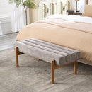 Upholstered Bench Grey Modern End of Bed Bench Chenille Fabric Bedroom Bench for Entryway Living Room Vanity Makeup Room, 47" Long, Wooden Legs by CozyNest Decor
