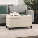 Asense Storage Ottoman Bench, Tufted Fabric Upholstered End of Bed Bench with Safety Hinge Wooden Legs, for Entryway Bedroom (Cotton and Linen Beige, 33.3") by CozyNest Decor