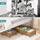 Bamboo Under Bed Storage Containers- Underbed Organizer with Wheels with Large Dust Bag,Sturdy Wood Rolling Under the Bed Shoe Storage Organizer Drawer 2 Packs (Walnut, Long) by CozyNest Decor