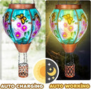 Solar Hot Air Balloon Lantern with Flame， Butterfly Glass Outdoor Solar Lanterns for Outside Hanging Farmhouse Patio Pathway Decor, Butterfly Gifts for Women Grandma Mom by GreenHaven Gardens