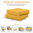 Patio Chair Cushions 24 X 24 X 5 Inch Waterproof Outdoor Seat Cushions for Patio Furniture, Outdoor Sofa Couch Pads with Ties & Handle, Set of 2, Yellow by GreenHaven Gardens