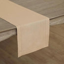 Solino Home Linen Beige Table Runner 120 Inches Long - 100% Pure Linen 14 x 120 Inch Table Runner for Fall, Autumn, Thanksgiving - Classic Hemstitch by CozyNest Decor