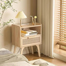 Lerliuo Rattan Nightstands Set of 2 with Charging Station, Boho Night Stand with Handmade Natural Rattan Drawer and Open Shelf, Side End Tables with Solid Wood Legs for Bedroom, Dorm, Small Spaces by CozyNest Decor