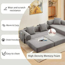 107" Oversized Convertible Sleeper Sofa Bed, Corduroy L Shape Sectional Couch, Folding Sofa Bed with Side Pocket, Modern Cloud Floor Mattress Couch, Modular Sofa for Living Room, Grey by CozyNest Decor
