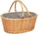 Wicker Picnic Basket with Double Folding Handles, Natural Large Willow Hamper Empty Basket Cheap Easter Eggs Candy Storage Wine Basket for Toy, Flower, Wedding（Grey 16inch） by GreenHaven Gardens