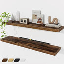 Floating Shelves Wall Shelf 48 Inch, 9.3 Inch Deep Floating Shelf, Farmhouse Black Wood Shelves Invisible Bracket for Living Room, Bedroom, Kitchen, 48 x 9.3 x 1.4 Inch, Set of 2, Rustic Brown by CozyNest Decor