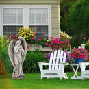 Outdoor Statues Angel Décor Garden Statue - 34 inch Large Garden Angels Outdoor Religious Statues Catholic Resin Concrete Finish Yard Patio Deck Home Entryway Hallway Sculpture 13.7 * 9.8 * 34 Inch by GreenHaven Gardens