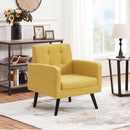 Yaheetech Mid-Century Accent Chairs, Modern Upholstered Living Room Chair, Cozy Armchair Button Tufted Back and Wood Legs for Bedroom/Office/Cafe, Set of 2, Yellow by CozyNest Decor
